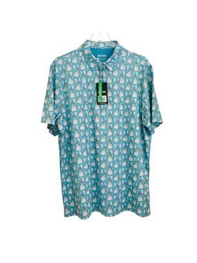 BOGEY BROS Golf Co Men's Size XL Tequila Bottle Salt Lime Glass Polo Aqua